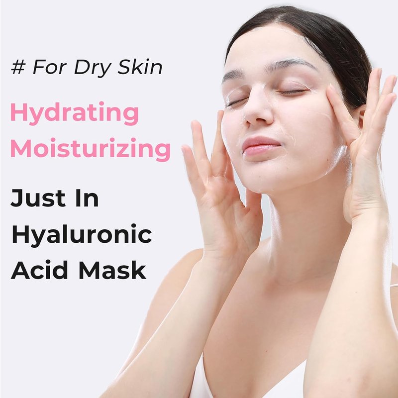 Intensive Hydrating Face Masks - Hyaluronic Acid & Collagen | Pore Minimizing, Elasticity Boost | 24 Pack for Sensitive Skin