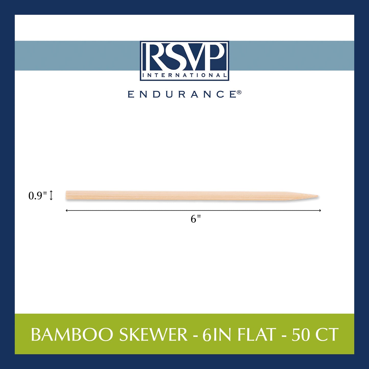 RSVP International Bamboo Barbecue Skewers, Flat, 50-Count, 6"