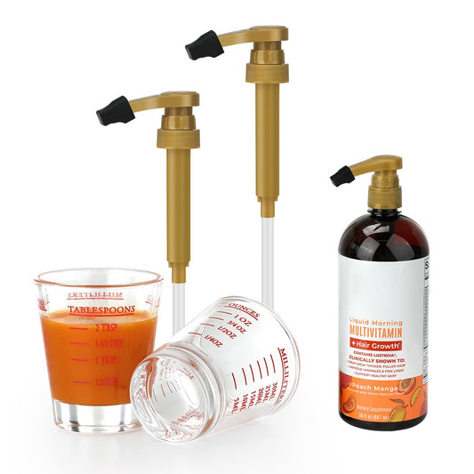 Aieve Shot Glass Set Compatible with MaryRuth's Liquid Multivitamin 30 fl oz Bottle, Measuring Cups With Ounce Pump Dispenser for Mary Ruth Multivitamin Hair Growth 30 fl oz