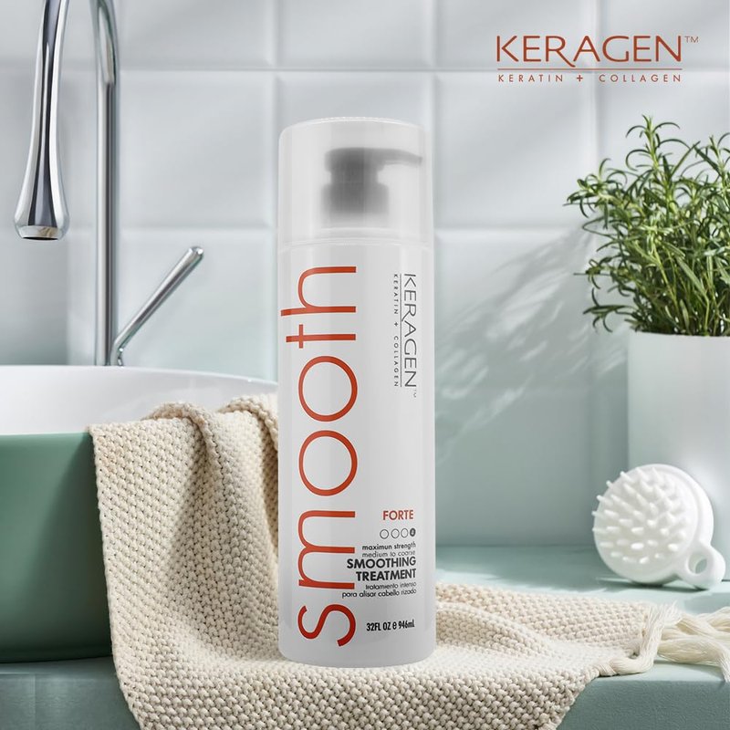 KERAGEN FORTE Professional Smoothing & Repair Treatment | Salon-Grade Transformation System | Conquers Resistant Hair for Unparalleled Frizz Elimination & Lasting Hair Transformation 32 Oz
