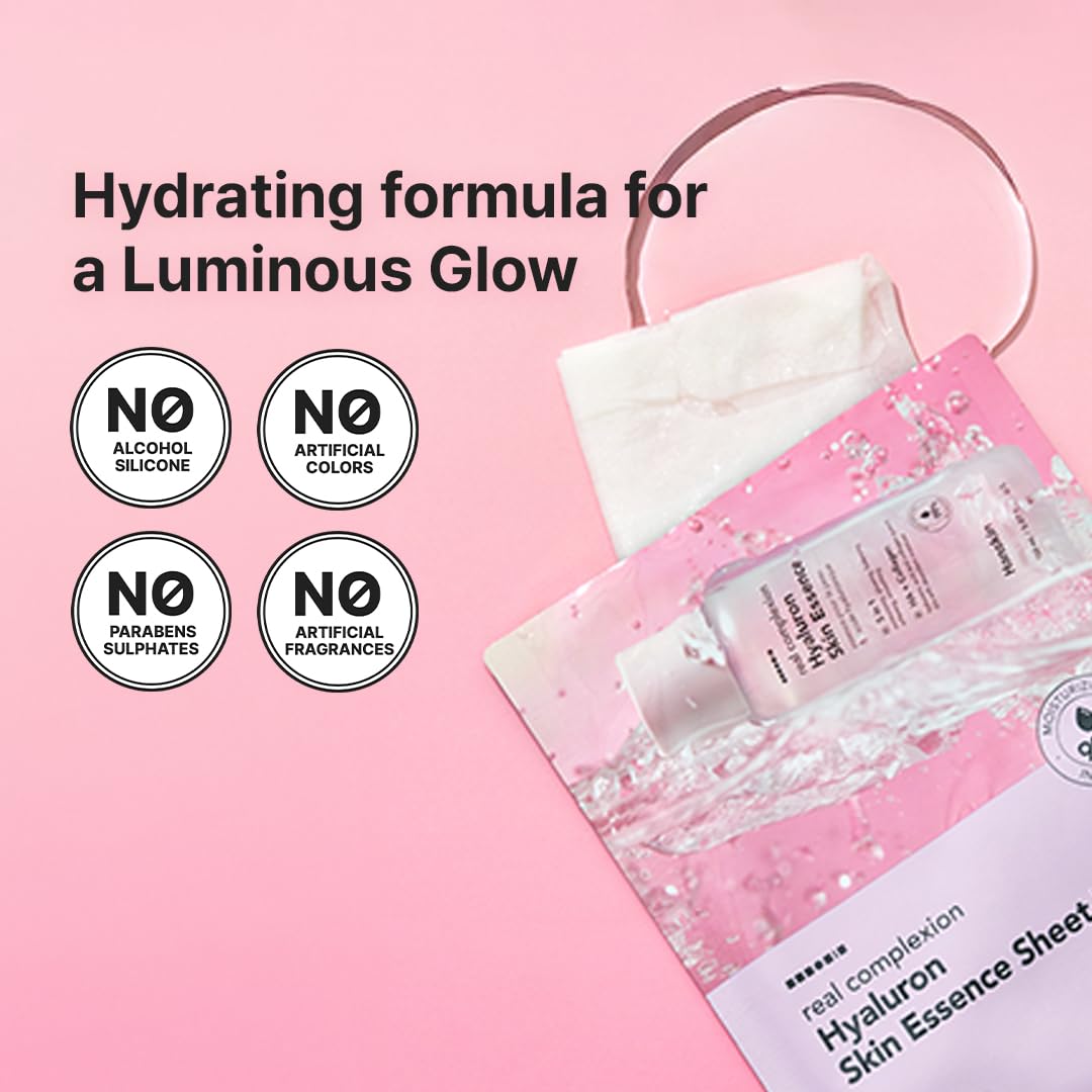 Hanskin Hyaluron Glow Sheet Mask – Korean Hydrating Face Mask with Hyaluronic Acid, Rosehip Extract & Madecassoside for Plump, Calm & Dewy Skin | Moisturizing Glass Skin Serum Mask | 10EA