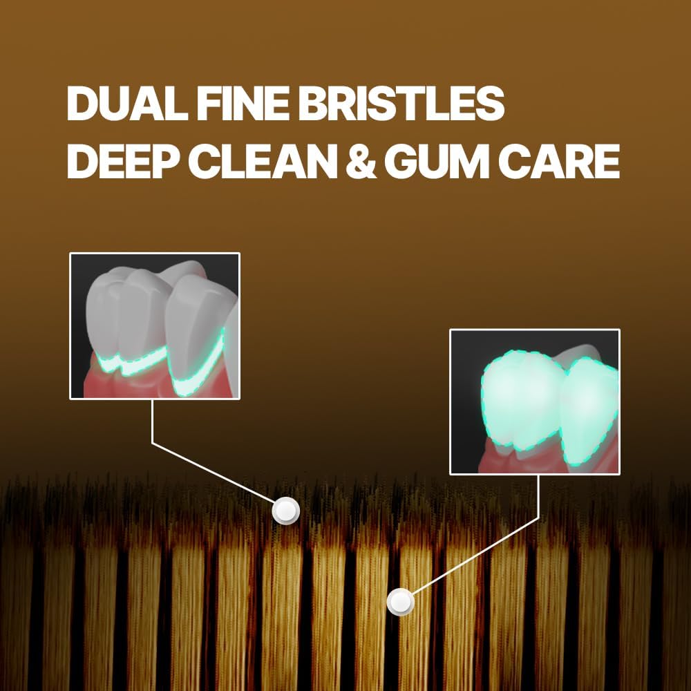 Mini Gold Toothbrush - Extra Soft Large Head with 3,200 Ultra-Fine Bristles | Ideal for Sensitive Gums | 10 Pack