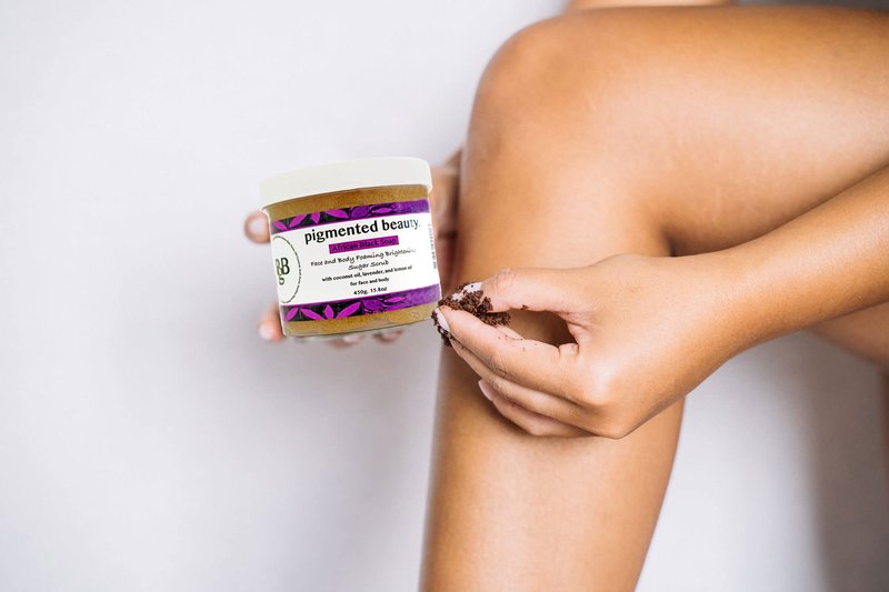 Pigmented Beauty - African Black Soap Brightening Sugar Scrub For Face and Body with Lavender and Lemon Essential Oils 450g