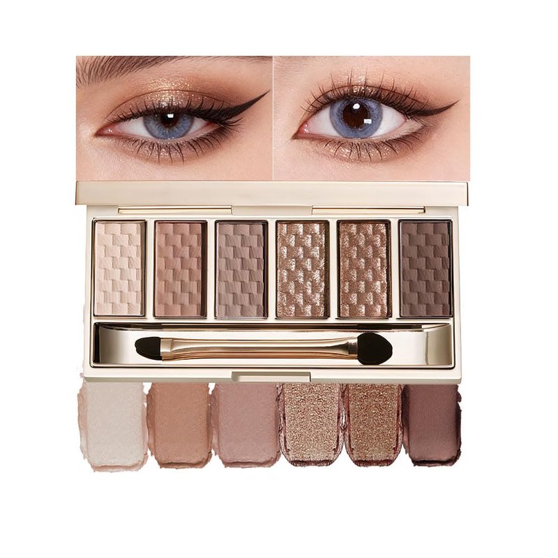 Neutral Nude Brown Eyeshadow Palette, 6 Matte & Shimmer Shades, Blendable Long-Lasting Eyeshadow for Natural Everyday Makeup, Soft Glam Looks, Mature & Hooded Eyes, Silky Formula, sombras de ojos 01