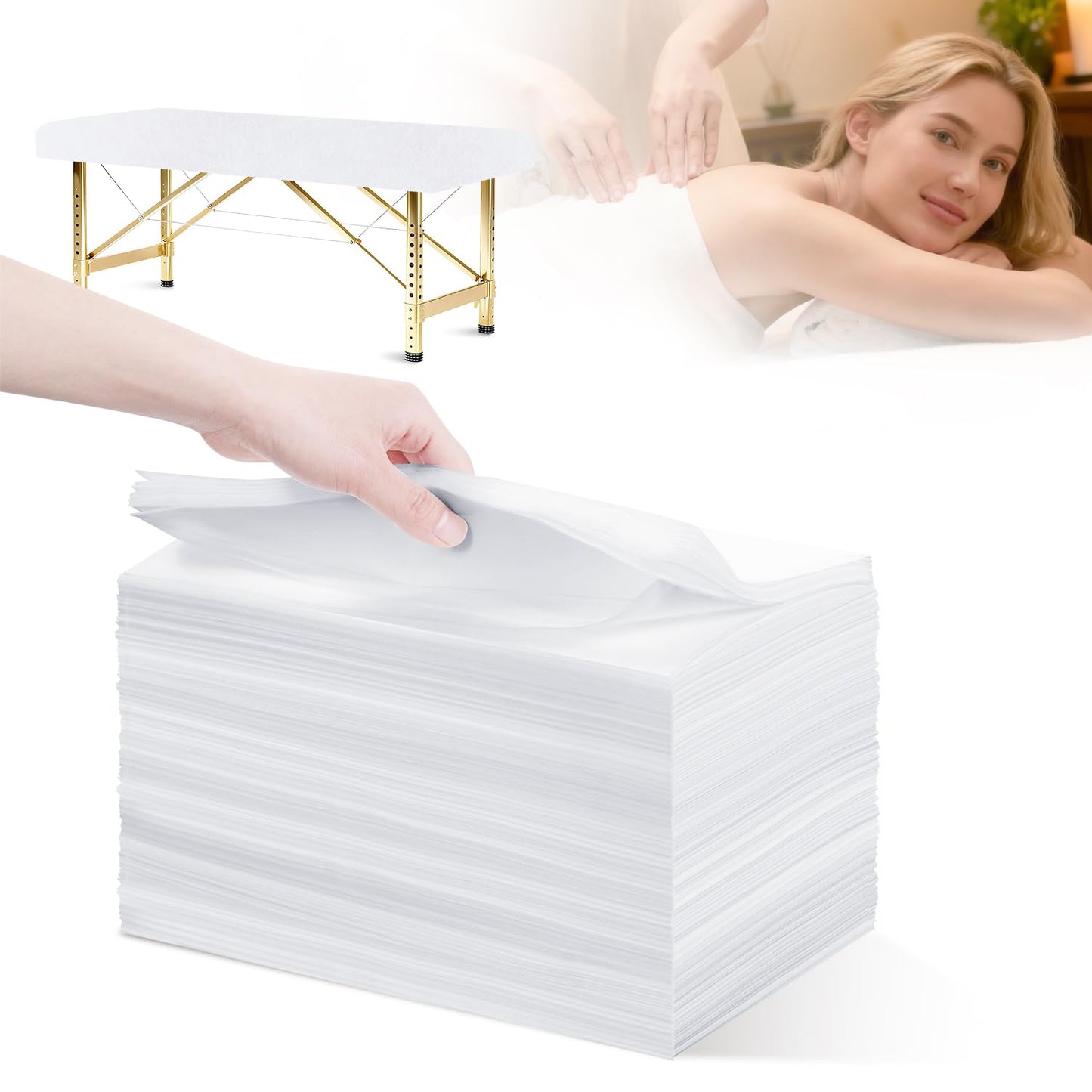 Disposable Bed Sheets 100 Pcs 31"x 71" Massage Table Cover Non Woven Fabric SPA Sheet Breathable for Massage Beauty Tattoo(White)