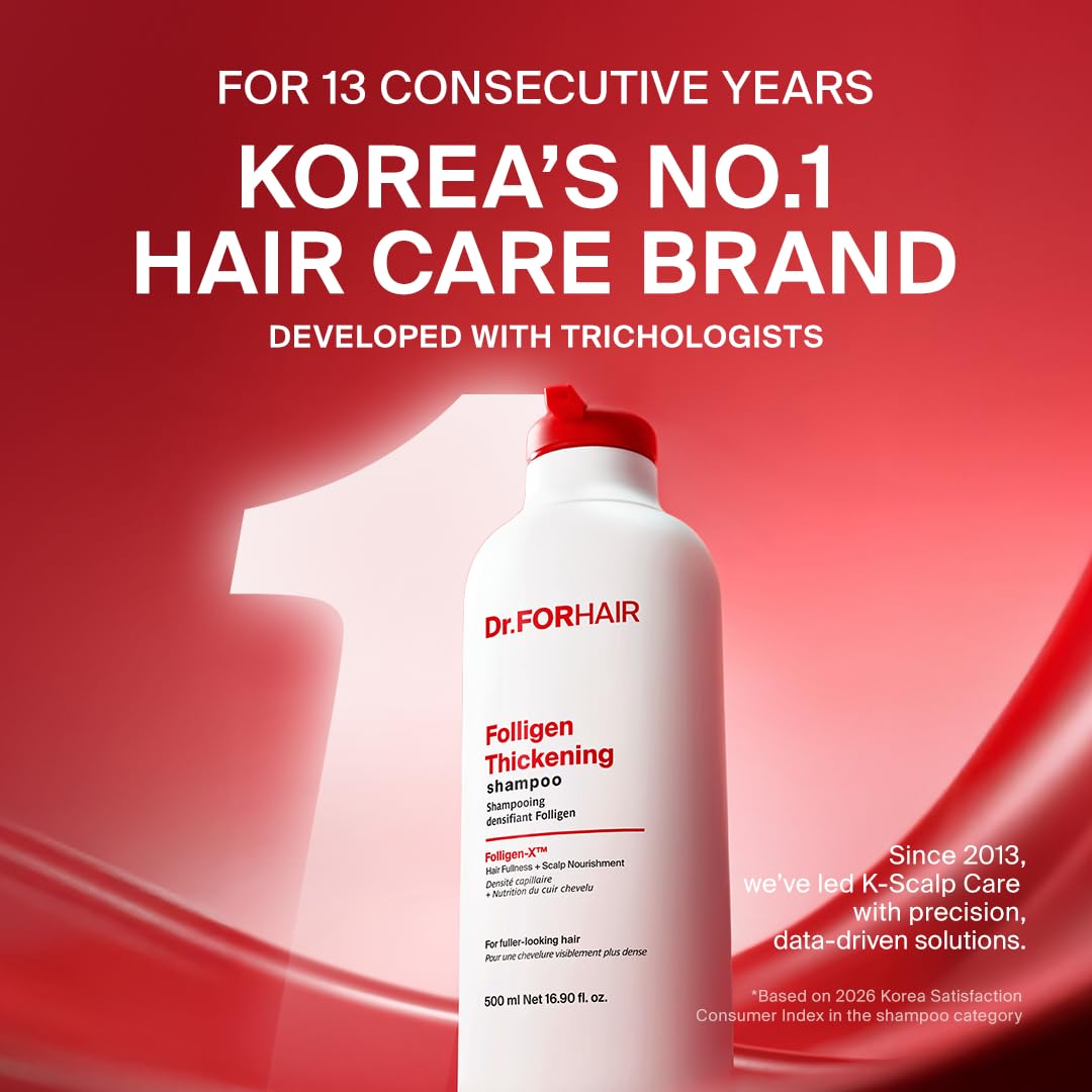 Dr.FORHAIR Folligen Thickening Shampoo 16.9 oz | Biotin, Salicylic Acid & Rosemary | Anti-Breakage | Helps Reduce Hair Loss Due to Breakage | Volumizing for Fuller-Looking Hair