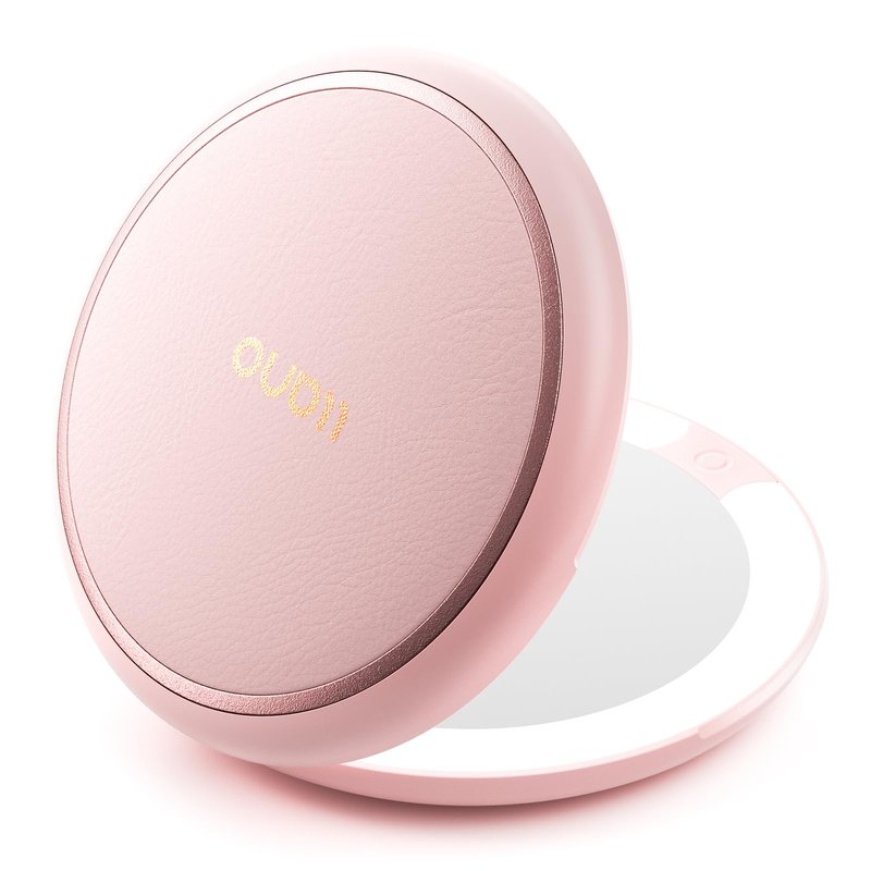 llano Compact Mirror, Lighted Travel Makeup Mirror with 1X/2X Magnifying Double Sided Dimmable Portable Pocket Mirror for Handbag and Pocket,Foldable Compact Mirror 3.6"L x 0.8"W, USB Charging(Yellow)