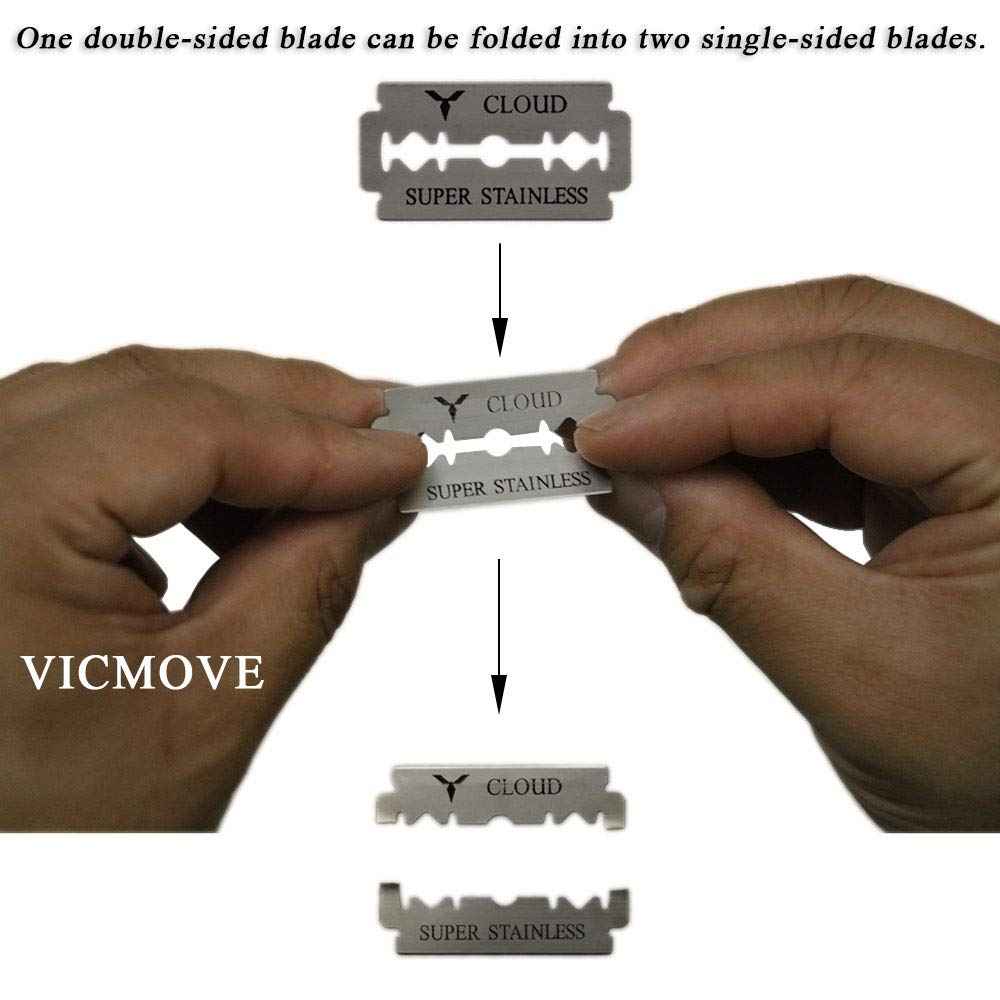 Professional Barber Straight Edge Razor Safety with 200-Pack Derby Blades - 100 Percent Stainless Steel - by VICMOVE (1 razor + 200 blades)