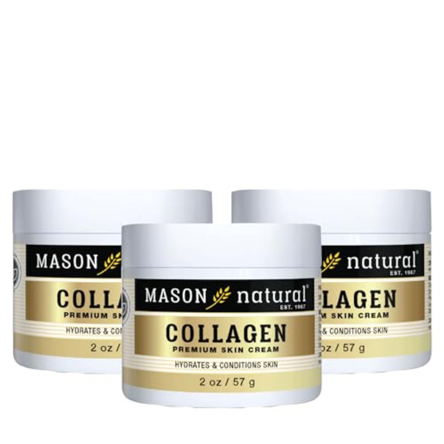 MASON NATURAL Collagen Premium Skin Cream, Women’s Anti,Aging Face & Body Daily Moisturizer for Hydration & Firmness, Pear Scent, 2 oz each (3 Pack)