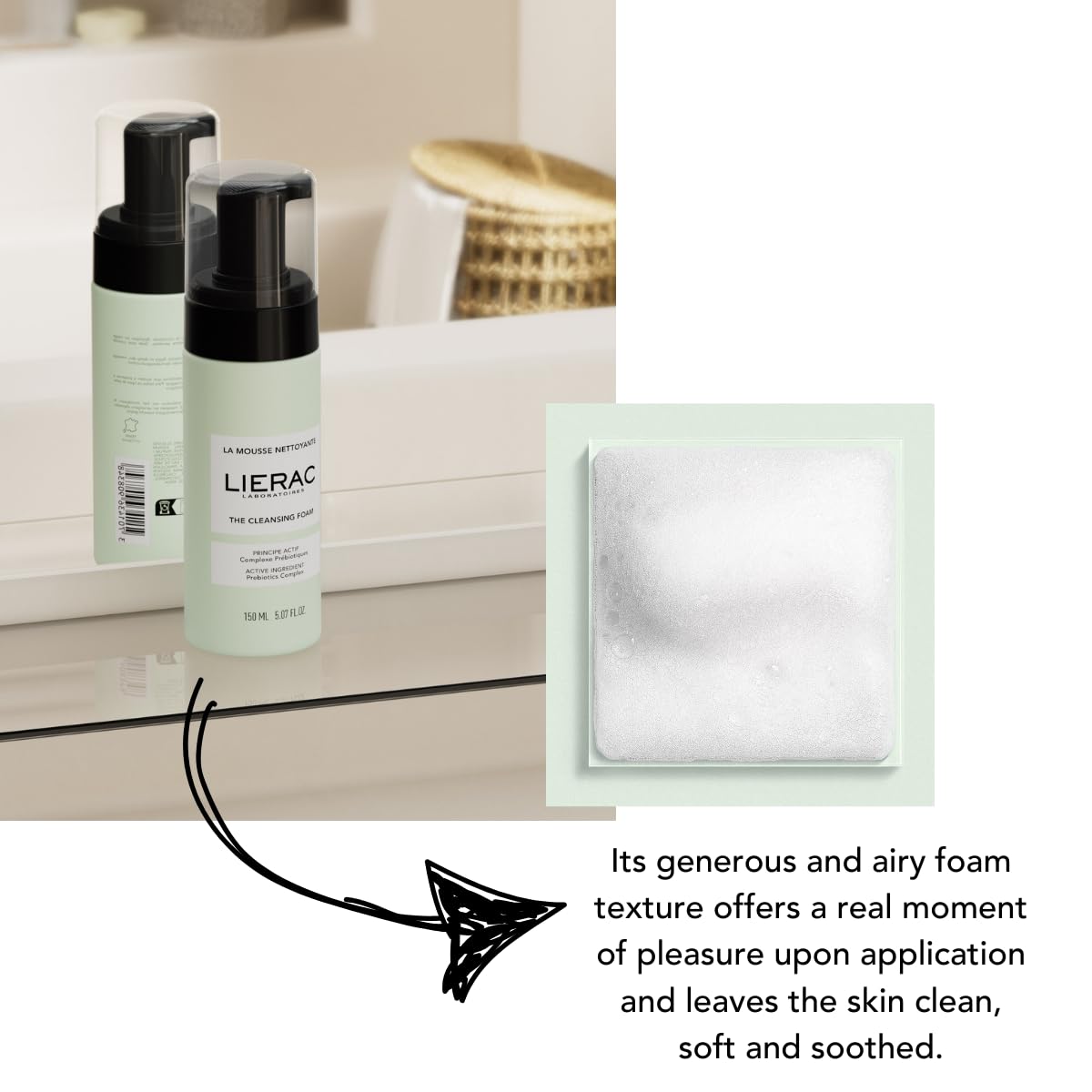 Lierac Demaquillant Deep Cleansing Foam - Foam Cleanser for Face, Purifies, Soothes, Gentle Face Wash for All Skin Types - 150ml Pump