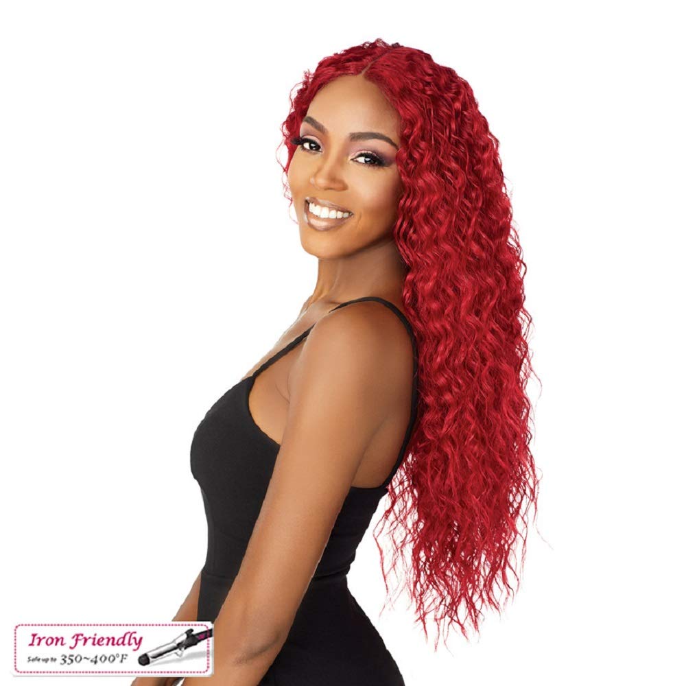 Synthetic Long Length Layered Wavy Wig - Center Part | 5G True HD Transparent Swiss Lace - Quinnie (1B)