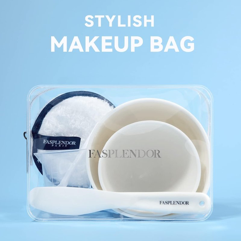 Face Mask Mixing Bowl Set - 9-Piece DIY Skincare Kit with Bowls, Brushes & Makeup Bag | White Color