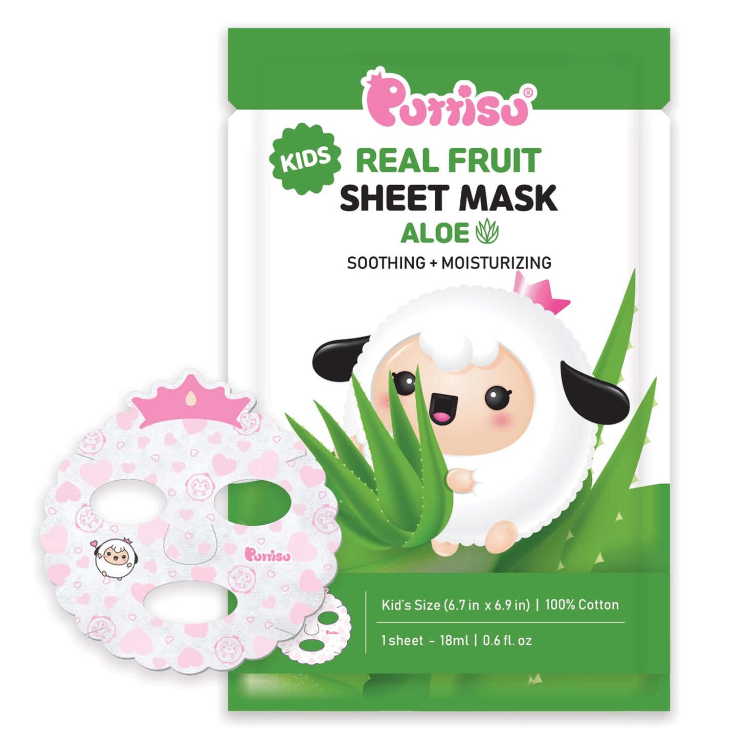 Real Fruit Facial Mask Sheet for Kids - 100% Cotton Aloe Hydrating Masks | Pack of 14