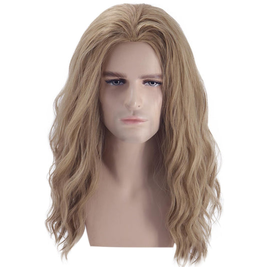 PATTNIUM Blonde Wig Mens Shoulder length Ash Blonde Wig Wavy Dirty Blonde Wigs Male Hair Heat Resistant Synthetic Hair Cosplay Party Costume Daily Wear Wigs (Ash Blonde)