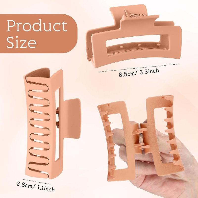 Cute Hair Claw Clips Set - 50 Pcs Nonslip Square & Rectangle Hair Accessories for Women | 3.4 Inch, Cream Color