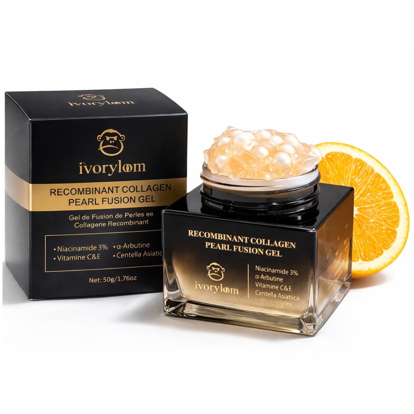 ivory loom Adaptive Hydration Pearl Fusion Gel | Recombinant Collagen, Niacinamide, Alpha-Arbutin, Vitamin C & E | Next-Level Hydration, Zero Greasiness | For All Skin Types | 50g (1.76 oz)