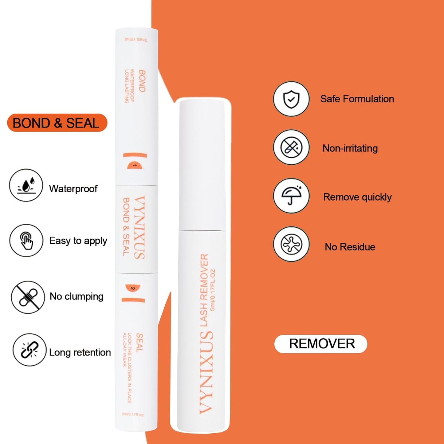 Lash Bond and Seal Waterproof 3-in-1 Eyelash Extension Remover | 15ml Black Lash Glue Kit