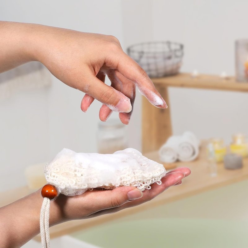 Natural Cotton Soap Saver Bags - 50 Pcs Exfoliating Mesh Pouches for Handmade Soaps | 5.5 × 3.5 Inch