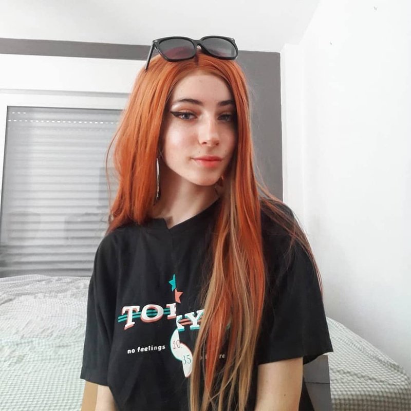 Xiweiya Wig Long Red Brown Wig with Blonde Synthetic Lace Front Wig Hightlight Long Soft Wig Silky Straight Hair Replacement Wig for Women, Drag Queen Makeup 24 inch
