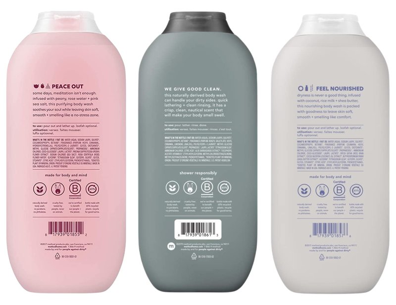 Method Body Wash Sampler Variety (Pure Peace, Sea & Surf, & Simply Nourish) (Pure Peace + Sea & Surf + Simply Nourish)