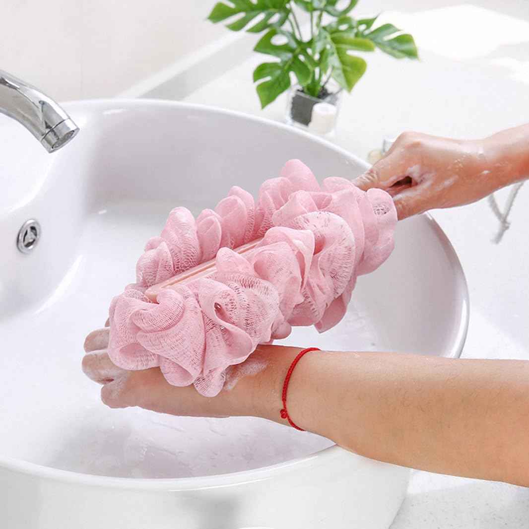 Back Brush Long Handle for Shower Sponges for Women,Back Shower Scrubber Loofah On A Stick Lufa with Long Handle