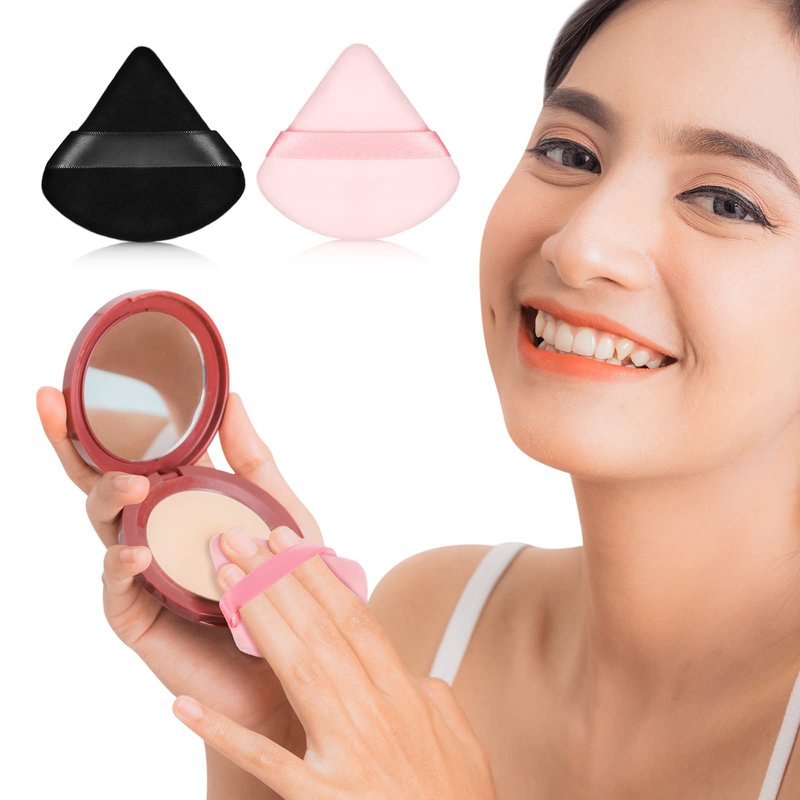 Maitys 12 Pcs Powder Puff Triangle for Face Makeup Cosmetic Loose Powder Puff Velour Soft Body Washable Reusable Foundation Sponge Wet Dry Makeup Tool for Women