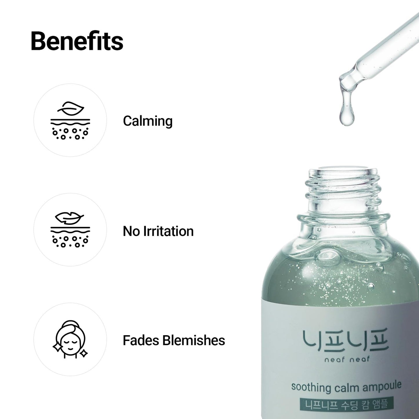 NEAF NEAF Soothing Calm Ampoule with Niacinamide, Spot Care Hyaluronic Acid, Non-Greasy, CICA Healing and Gentle Formula (30ml /1.01 oz) Radiant Serum, Korean Skincare