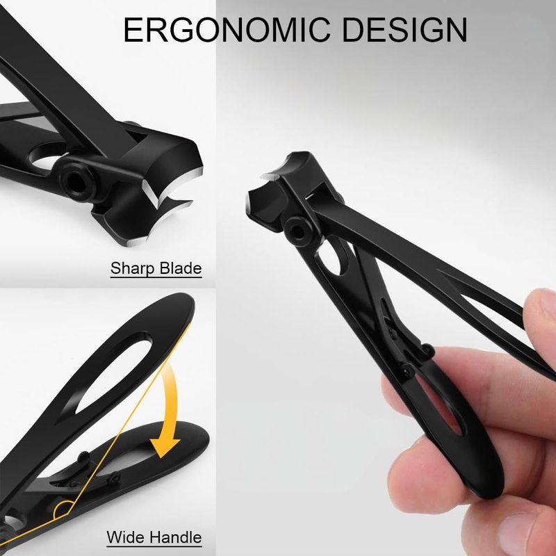 FOTIWESD 3-Piece Nail Clippers Set - Premium Stainless Steel Toenail Clippers for Thick & Ingrown Nails, Ergonomic Heavy Duty Nail Cutter Kit with Nail File for Seniors, Men, Adults