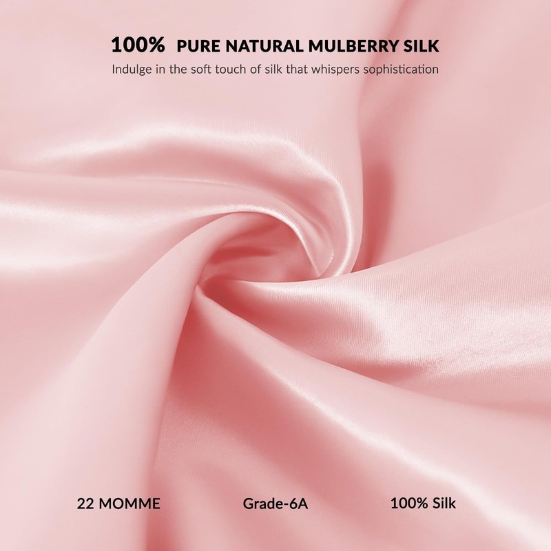 100% Mulberry Silk Bonnet for Sleeping for Women, 22 Momme Grade-6A Single-Layer Silk Bonnet Hair Wrap for Curly Hair Sleep Cap with Soft Long Elastic Bands(1PCS,Pink)