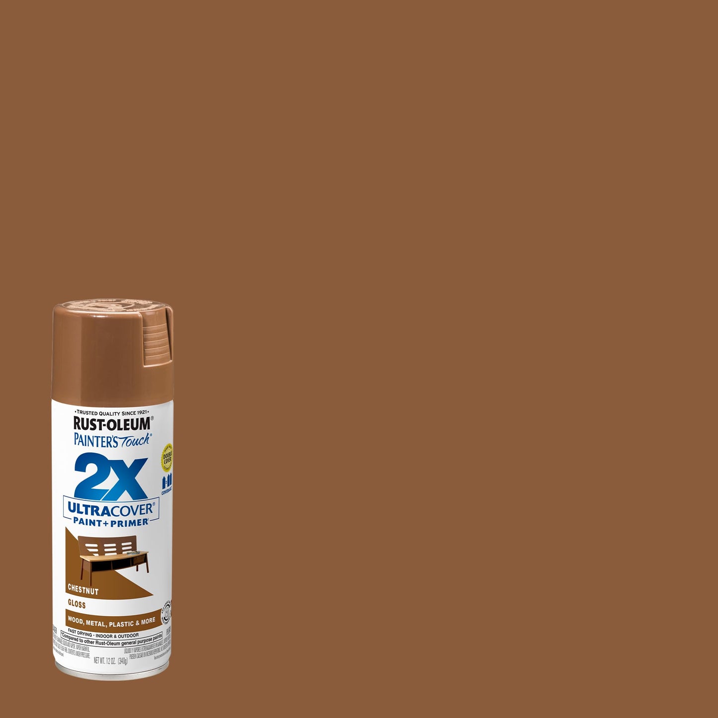 Rust-Oleum 249847 Painter's Touch 2X Ultra Cover Spray Paint, 12 oz, Gloss Chestnut
