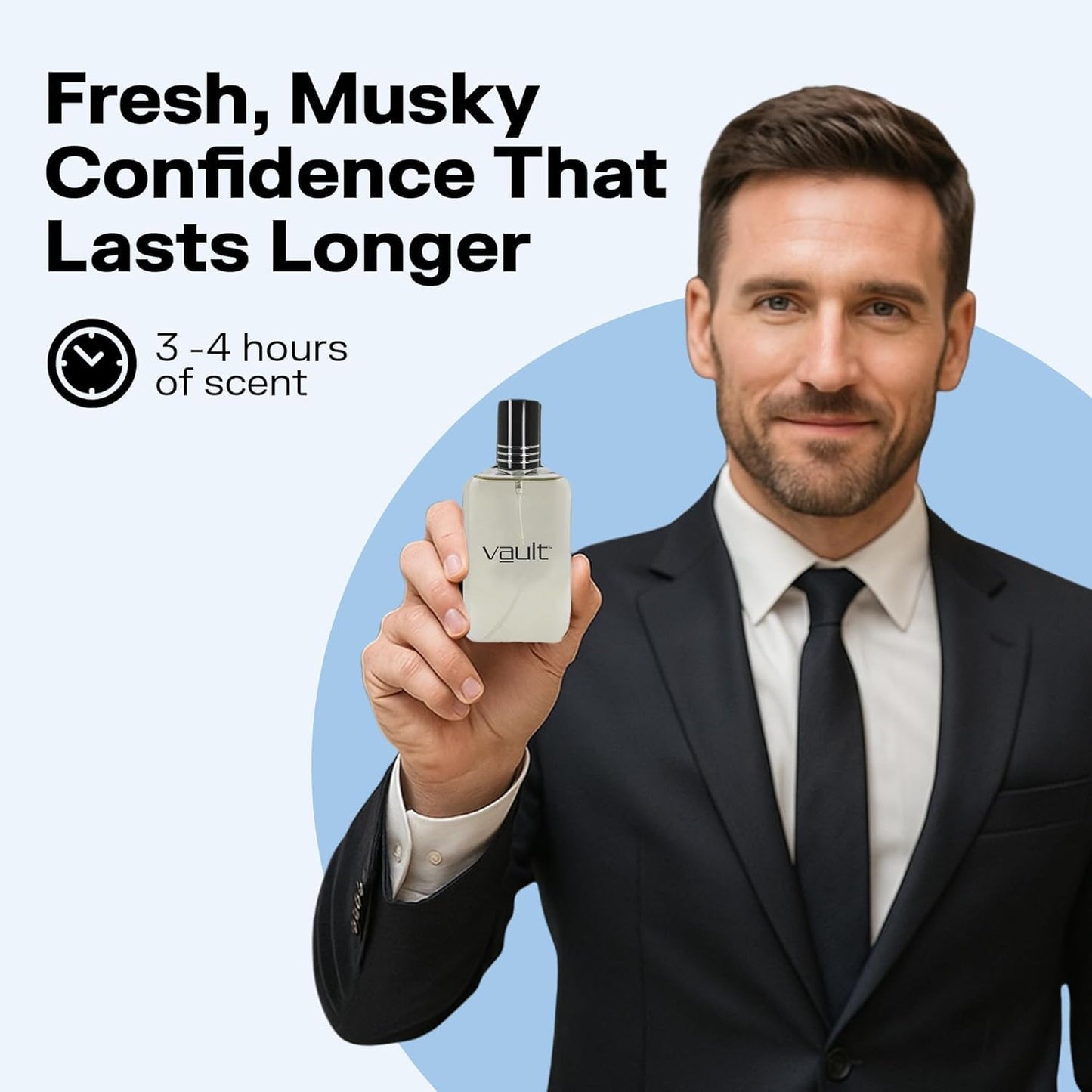 Vault Eau De Toilette Spray for Men - Bold Musk with Bergamot & Sandalwood | Long-Lasting 3.4 Fl Oz Fragrance