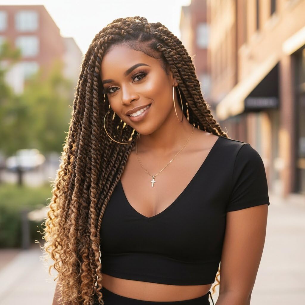 Fulcrum Passion Twist Crochet Hair 18 Inch, 8 Packs Pre Looped Passion Twist Hair, Pre-Twisted Passion Twist Crochet Hair For Black Women (18Inch (Pack of 8), T27#)
