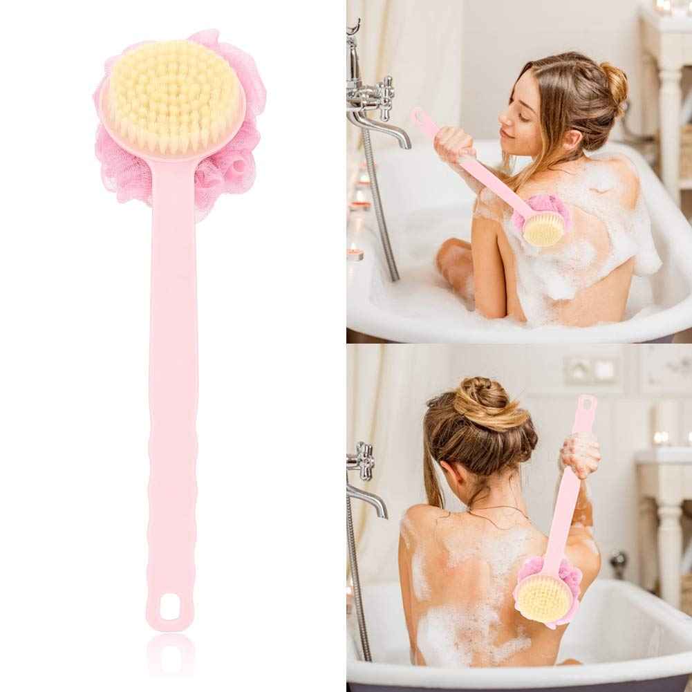 Shower Bath Brush with & Mesh Sponge, Back Scrubber with Curved Long Handle for Skin Exfoliating Bath Body Massage for Men and Women
