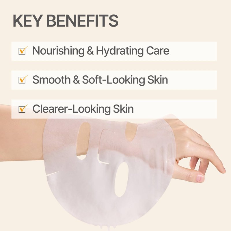 Rice Water Sheet Mask - Hydrating Korean Face Mask for Radiant Skin | Moisturizing & Improves Texture - 25ml x 10 Sheets