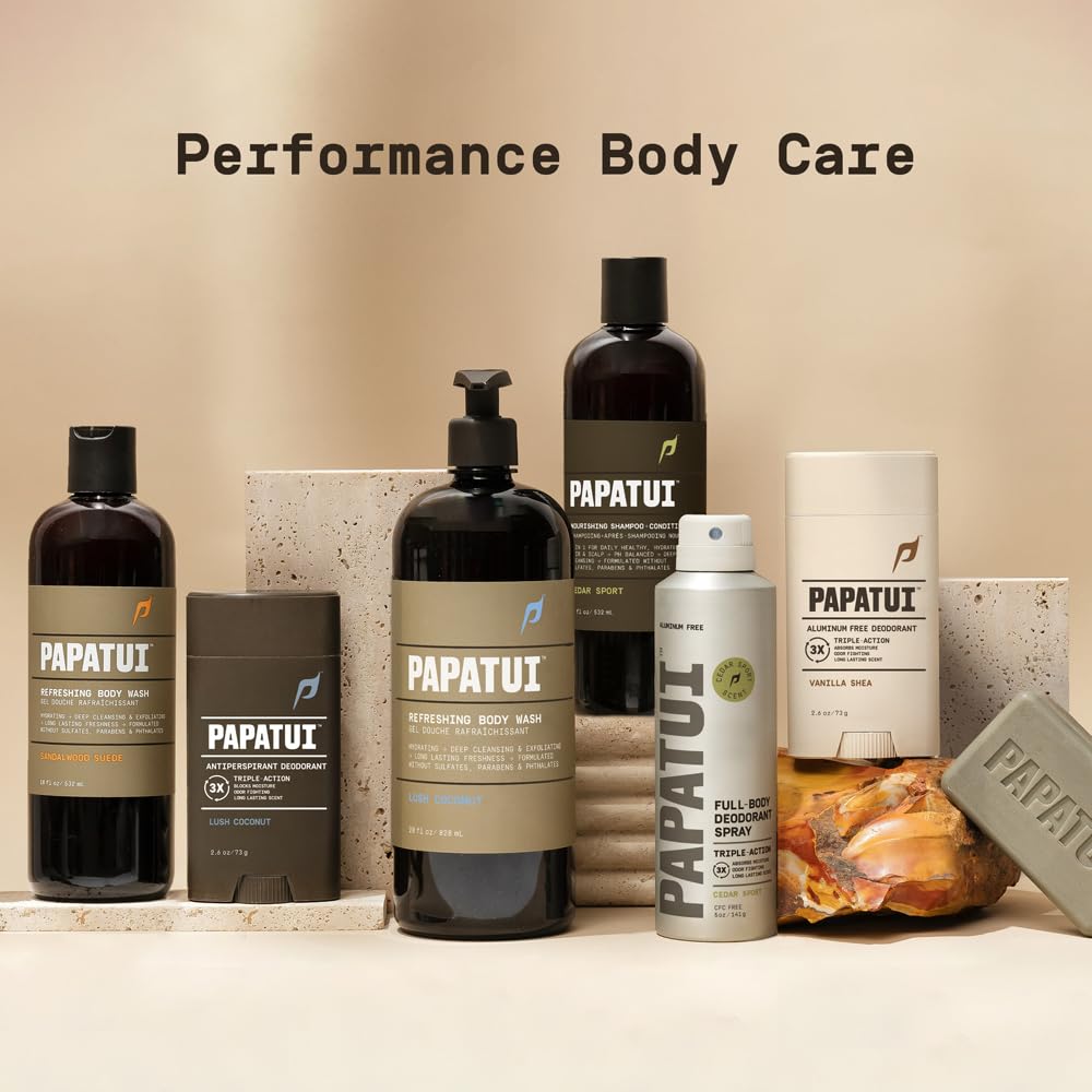 PAPATUI by Dwayne Johnson Refreshing Exfoliating Body Wash for Men | Hydrating & Made with Coconut Oil | Cedar Sport | 18 oz