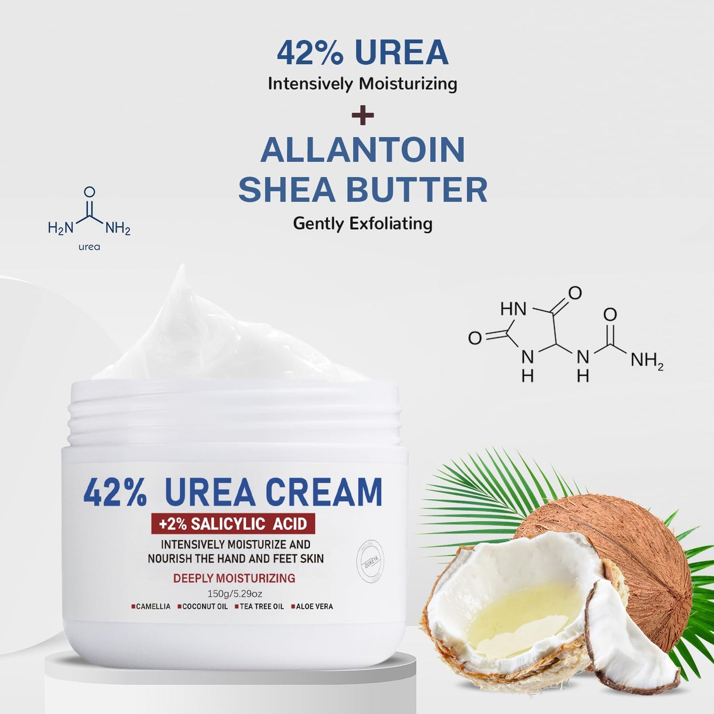 OUKEYA 42% Urea Cream to Soften & Smooth Dry, Rough Skin 5.29 oz, 2 Pack