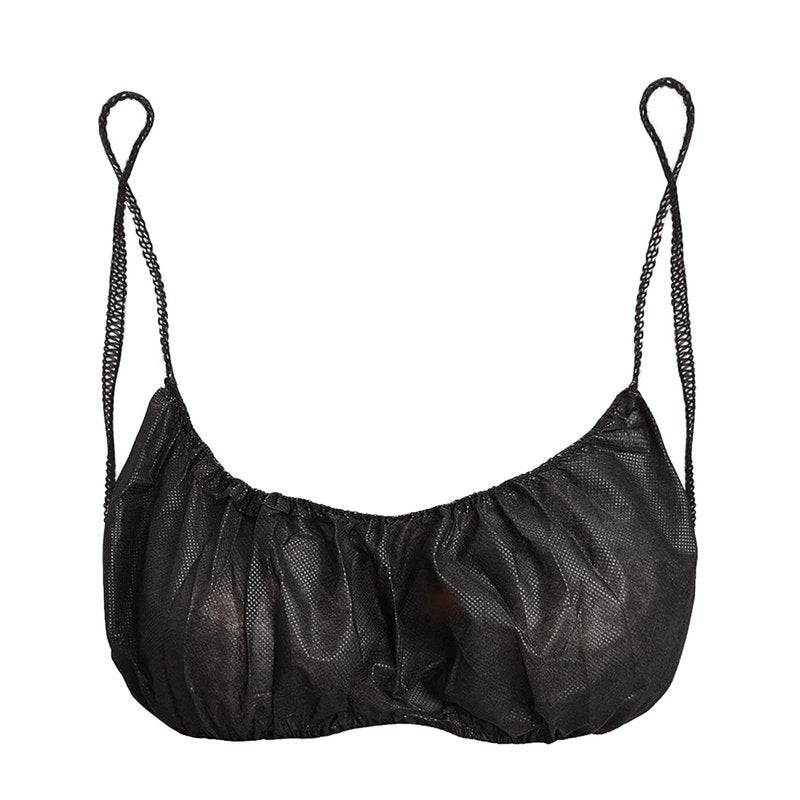 essenavita Disposable Extra Large Size Black Bra with Elastic 50 Pack for Spray Tanning