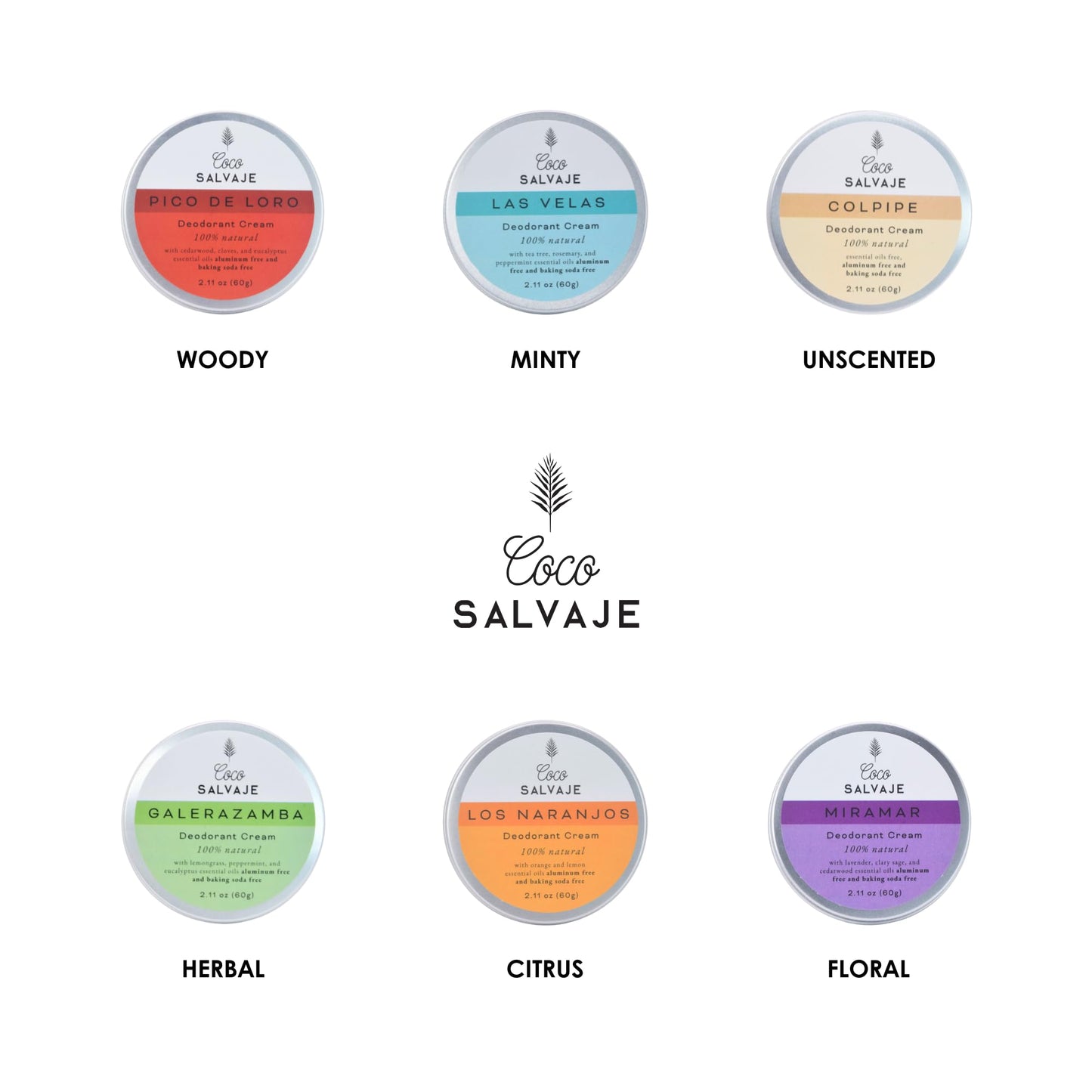 COCO SALVAJE Natural Deodorant for Women & Men | Aluminum Free Deodorant with Magnesium | Non toxic, Vegan, Hypoallergenic and Pregnancy Safe | Organic Ingredients | 2.11oz (GALERAZAMBA (Lemongrass))