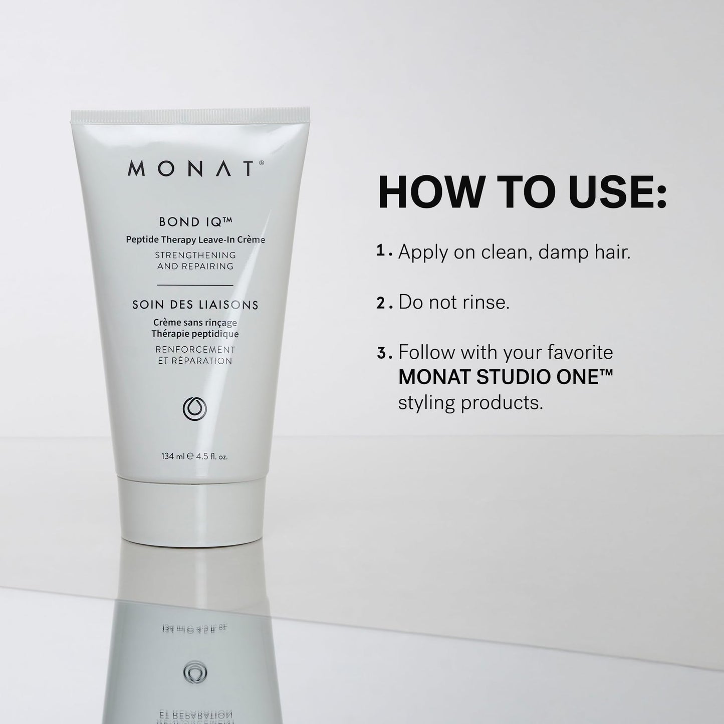 MONAT BOND IQ™ Peptide Therapy Leave-In Crème – Strengthening & Repairing Hair Treatment with Bond-Building Technology – Nourishes & Detangles for Healthier & Stronger Hair – 134 ml / 4.5 fl oz