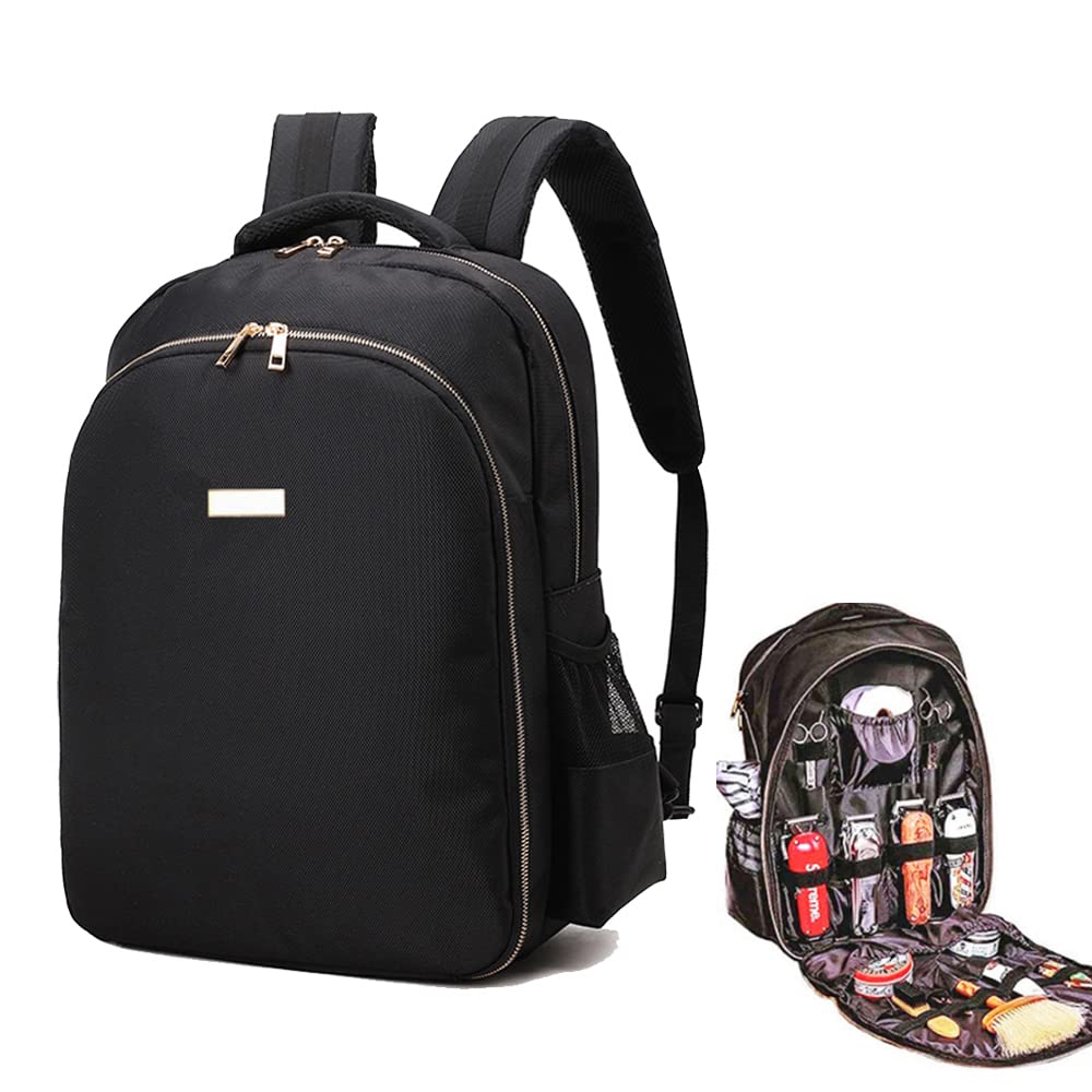 MAXPAND Large Backpack Bag Organizer for Barbers Clippers and Supplies Portable Hairstylist Clipper Backpack Travel Barber Shop Tools Bag 3 in 1 (BLACK), 19 INCHES