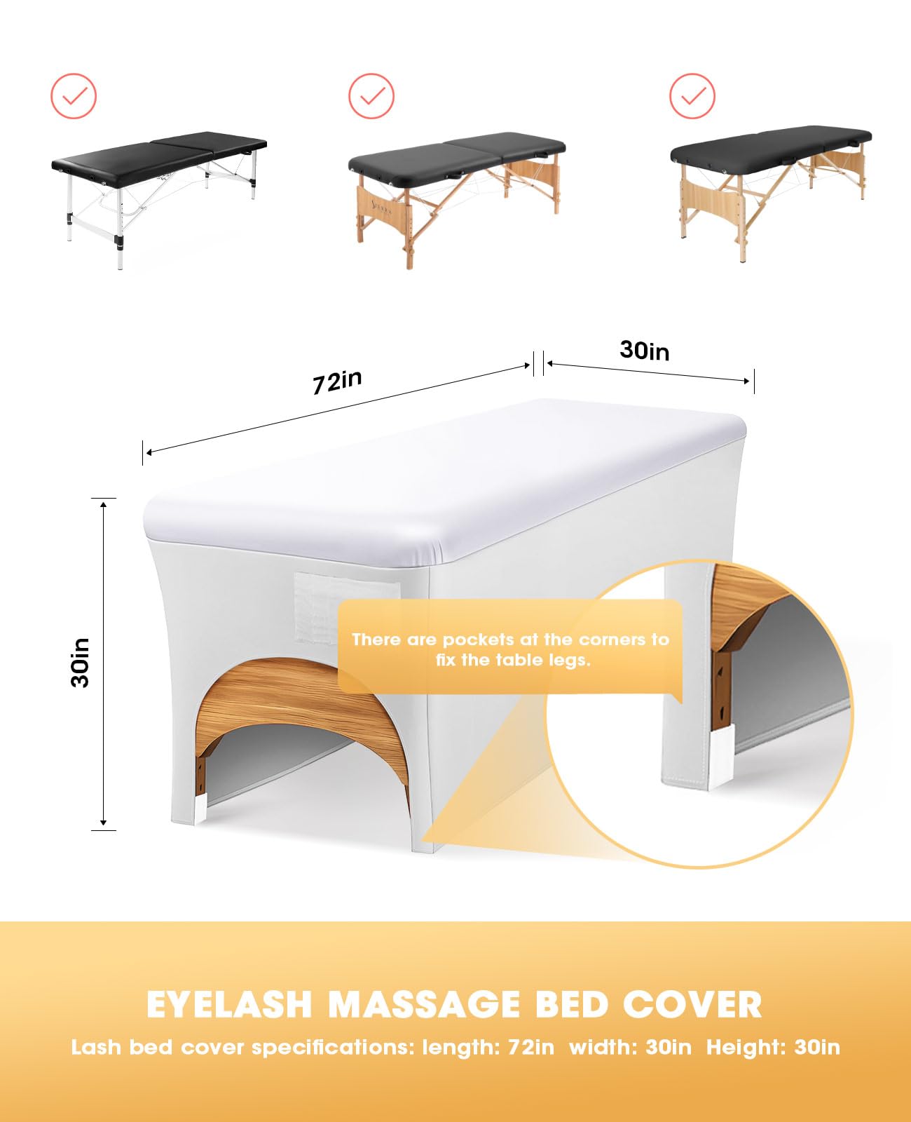 Onism Lash Bed Cover for Eyelash Extensions, Massage Table Cover, White