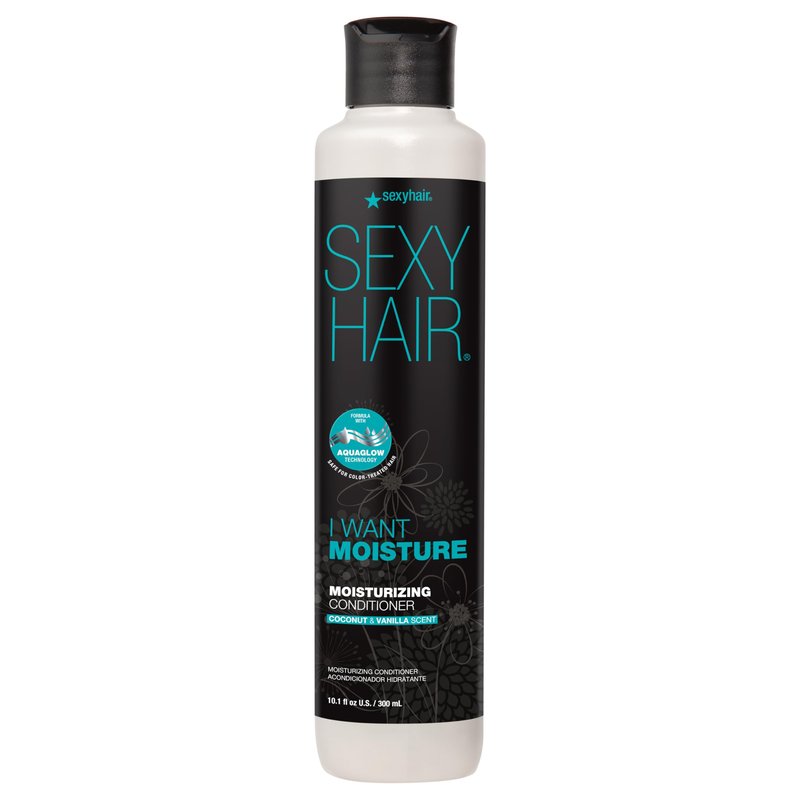 SexyHair I WANT MOISTURE Conditioner, 10.1oz | Tames Frizz | Increases Shine by 60% | All Hair Types