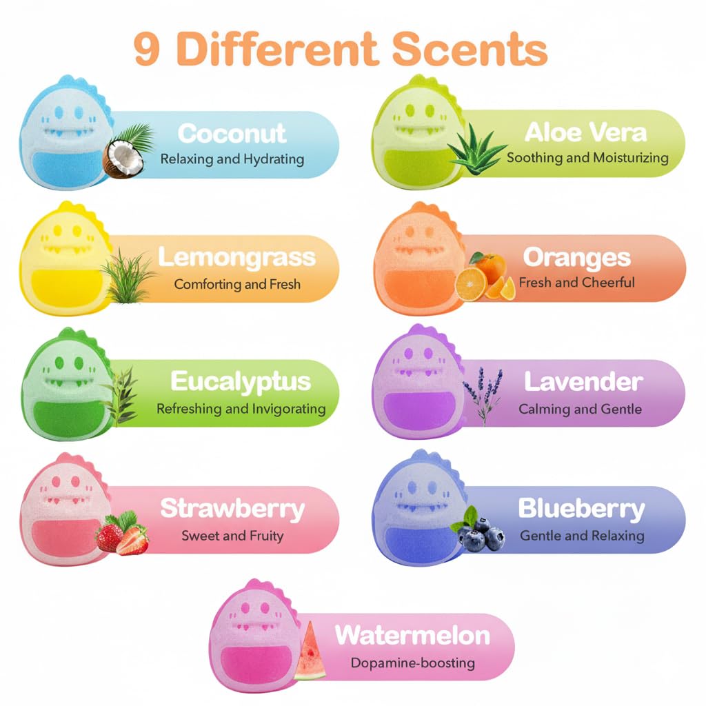 Dinosaur Bath Bomb Gift Set 9 Packs for Girls and Boys, Handmade and Nature Bath Bombs with Surprise for Kids, Perfect for Bubble Bath, Christmas Birthday Gifts for Kids Toddler Women