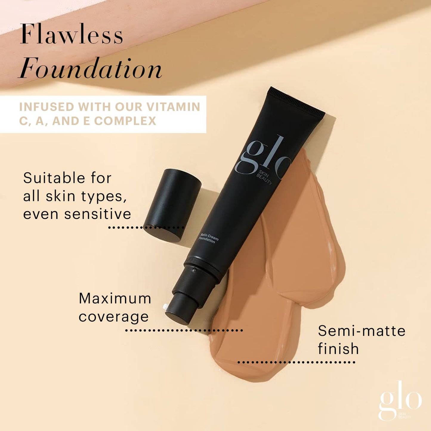 Glo Skin Beauty Satin Cream Foundation Makeup for Face, Natural Fair - Full Coverage, Semi Matte Finish, Conceal Blemishes & Even Skin Tone
