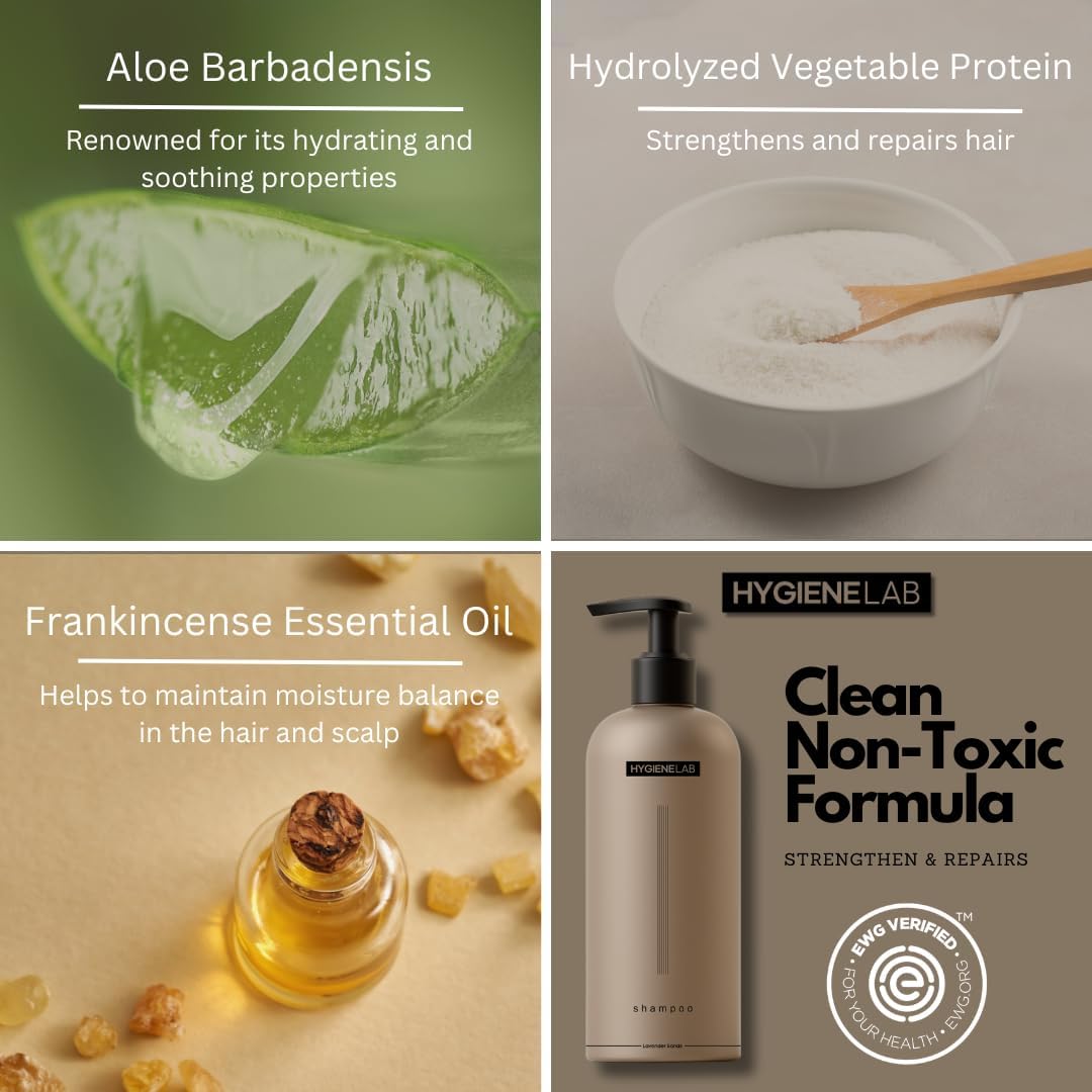 HygieneLab Mens Shampoo - EWG Verified Non-Toxic Formula, Fragrance-Free & Paraben-Free, Gentle Cleanse for All Hair Types, Premium Quality (10 fl oz)