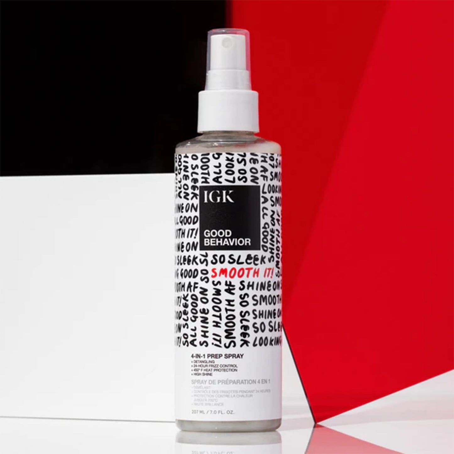 IGK GOOD BEHAVIOR 4-in-1 Prep Spray Travel Size | Gently Detangles, Controls Frizz for 24 Hours, Heat Protection & Shine | Weightless Formula for Smooth Hair | 2.0 Fl Oz (Pack of 2)