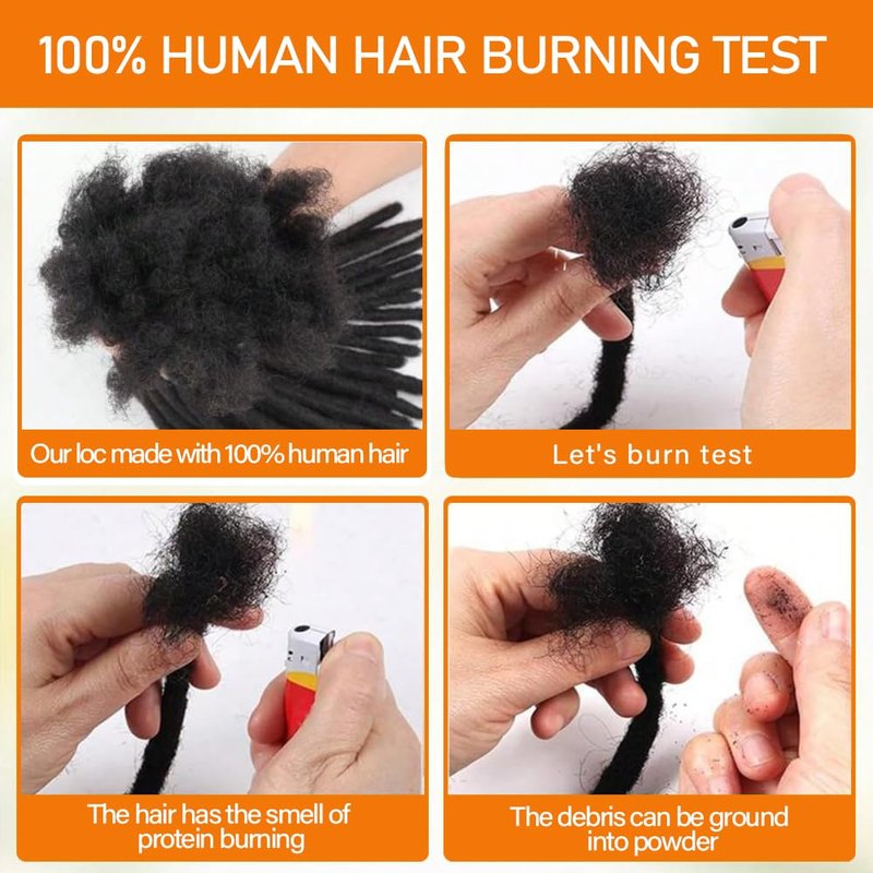 MXIRE Dreadlock Extensions 0.8cm Thickness 6 Inch 30 Strands Real Human Hair for Man/Women/Kids Full Head Handmade Permanent Loc Extensions Bundles Can Be Bleached Dyed Curled Twisted