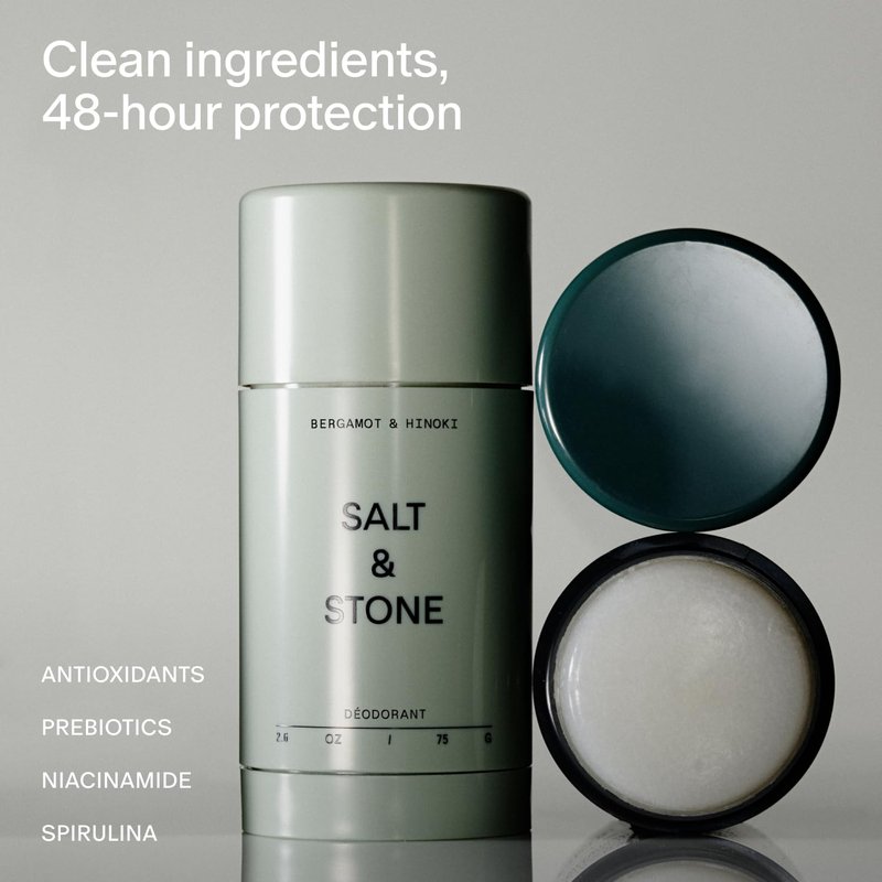 Salt & Stone Signature Scent Duo Set | 48 Hour Aluminum-Free Deodorant & Hydrating Body Mist | Skincare-Infused Deodorant & Body Spray | Saffron & Cedar