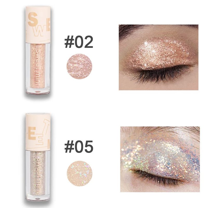 Liquid Sparkling Glitter Eye Shadow Sticks - Crystal Silver & Gold Shimmer Eyeliner | Waterproof Quick-Drying Makeup