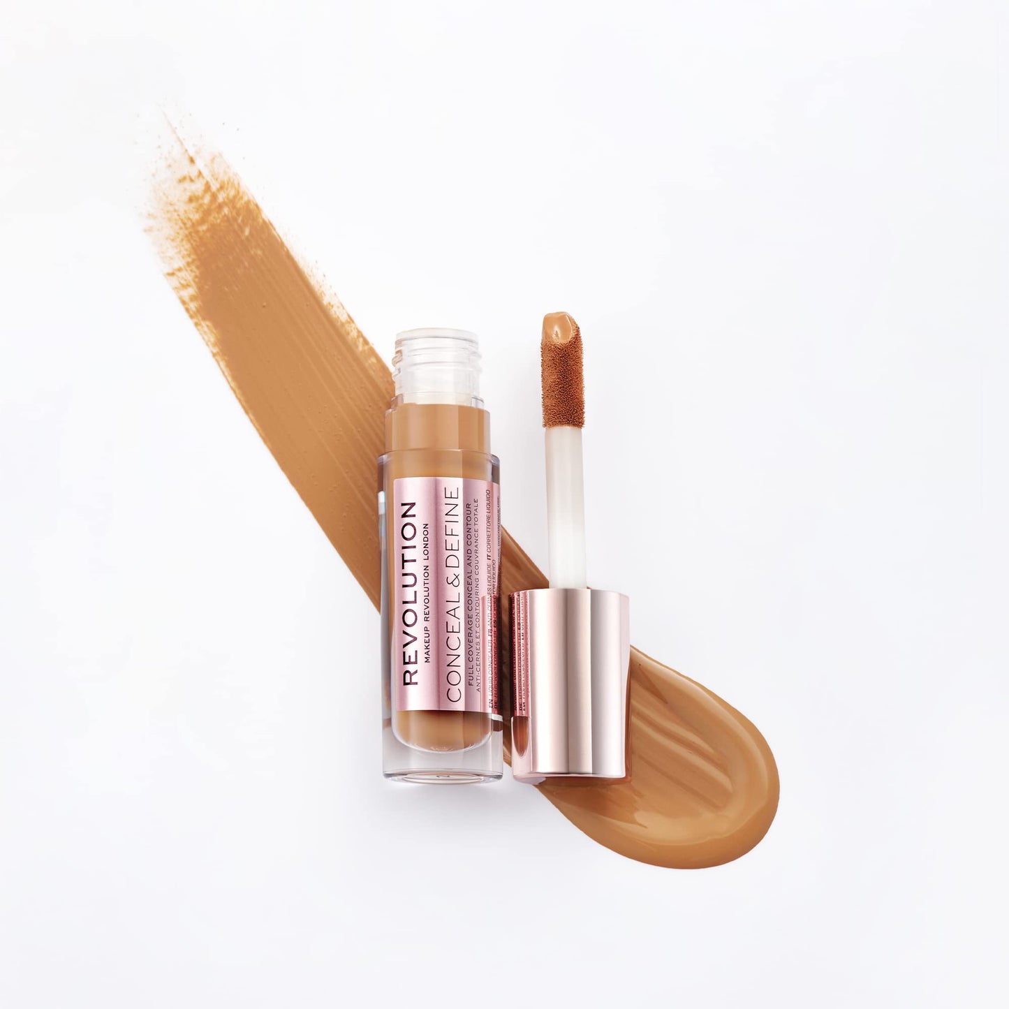 Makeup Revolution Conceal & Define Concealer, Full Coverage Makeup Concealer, Matte Finish & Long Wear, For Medium or Tan Skin Tones, Vegan, C12.5, 4ml